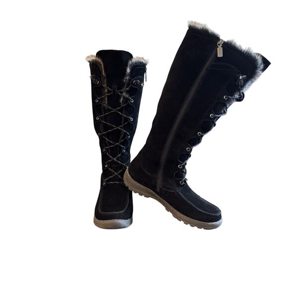Comfy Moda Canada Black Suede water Resistant Insulated Tall Boots Womens 9 EUC - Picture 2 of 12